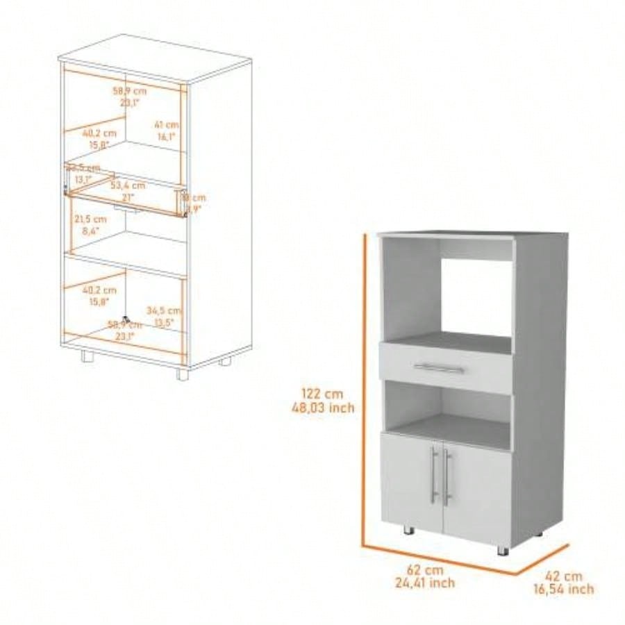 White Pantry Cabinet Microwave Stand