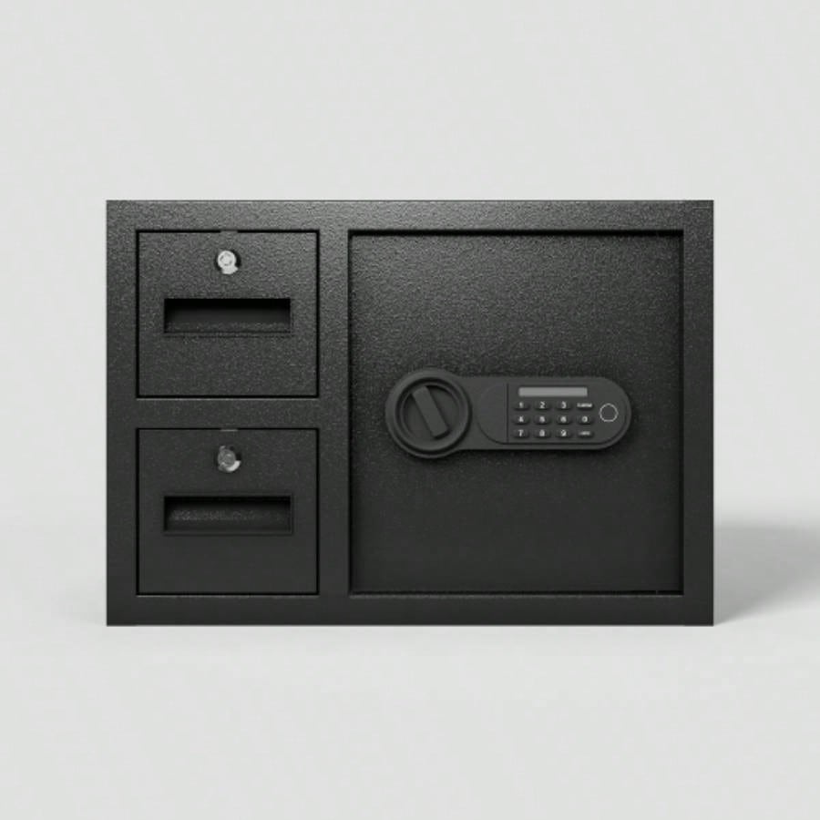 Steel Security Safe and Lock Box with Electronic Keypad - Secure Cash, Jewelry, ID Documents, Black, 1.85 Cubic Feet
