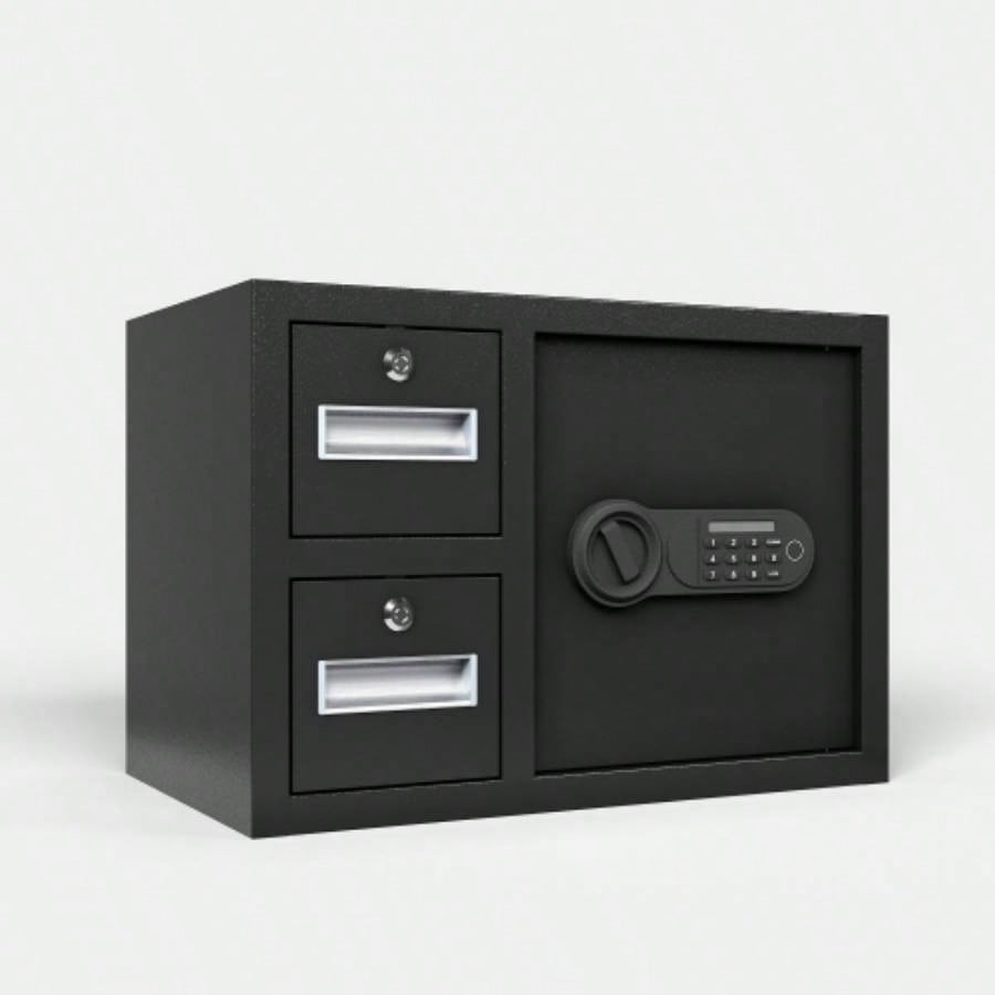 Steel Security Safe and Lock Box with Electronic Keypad - Secure Cash, Jewelry, ID Documents, Black, 1.85 Cubic Feet