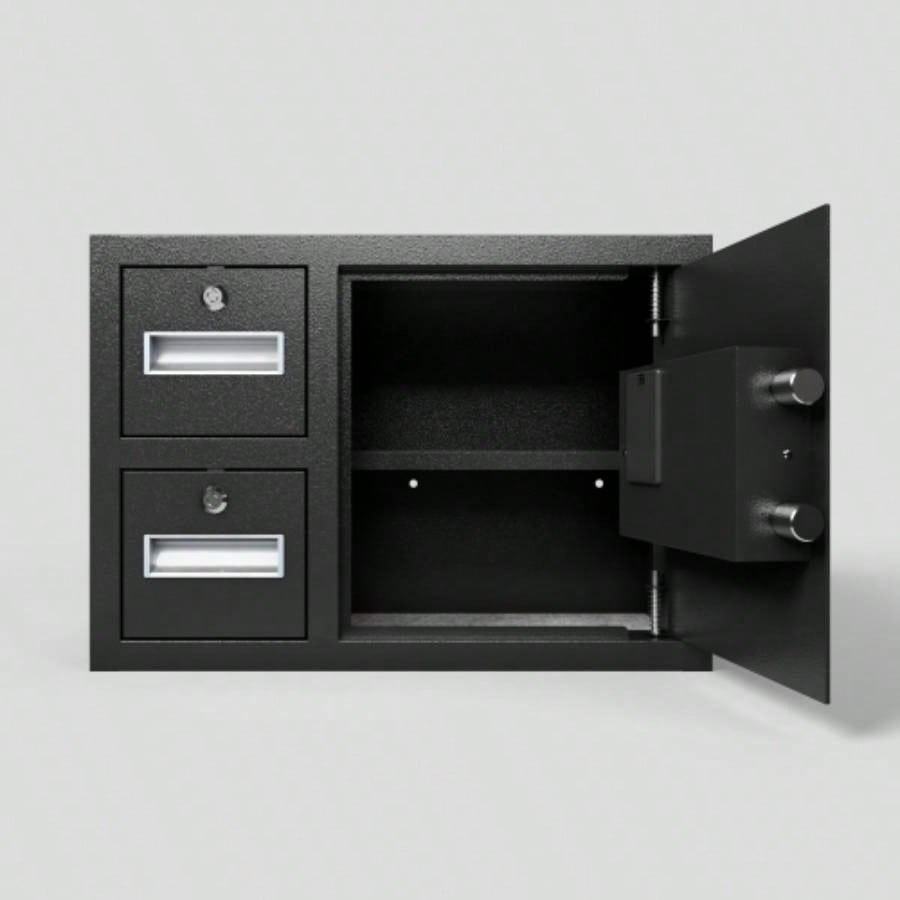 Steel Security Safe and Lock Box with Electronic Keypad - Secure Cash, Jewelry, ID Documents, Black, 1.85 Cubic Feet
