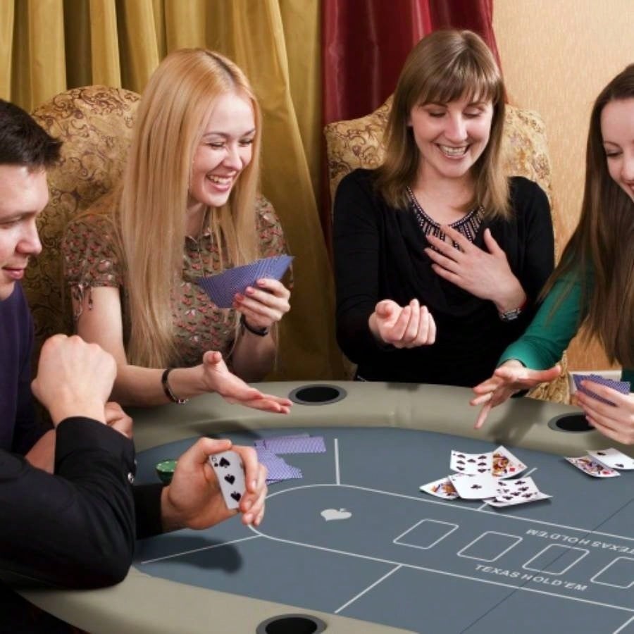 Soozier Poker Table Foldable, 70 Oval Blackjack Casino Texas Holdem Poker Game Table 10 Players with Cup Holders, Blue and Brown