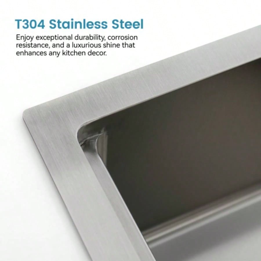 Stainless Steel Kitchen Sink, 33x19 Single Bowl, Undermount Handmade Sink in Dark Gray, with Cutting Board, Colander