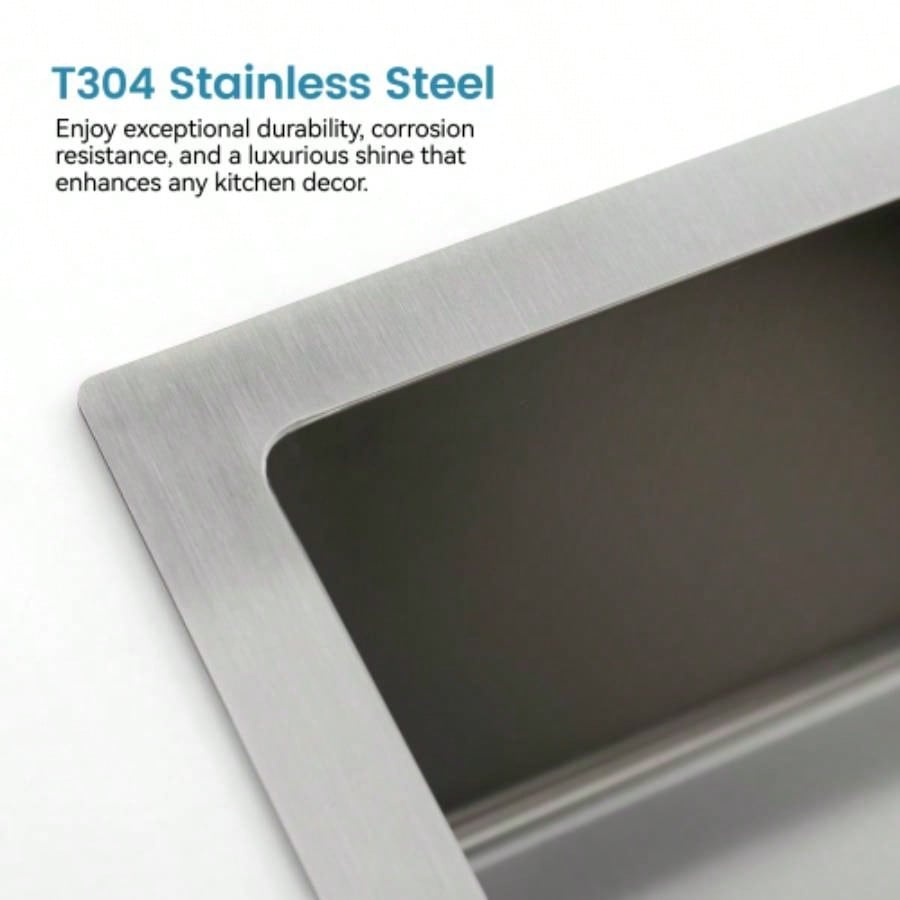Stainless Steel Kitchen Sink, 23x19 Single Bowl, Overmount Handmade Sink in Dark Gray, with US Standard Drain and Hook