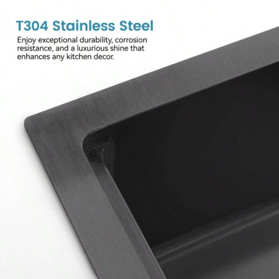 Stainless Steel Kitchen Sink, 33x19 Single Bowl, Undermount Handmade Sink in Brushed, with Cutting Board, Colander
