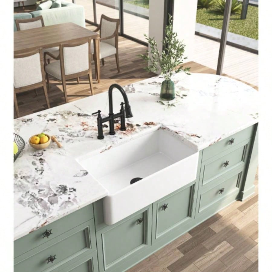 White Farmhouse Sink Deep Apron Sink Undermount Farmhouse Kitchen Sink Single Farm Sink
