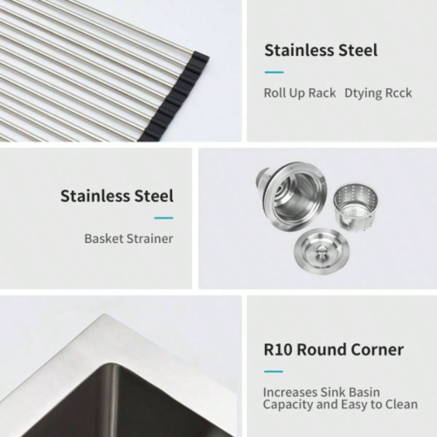 Undermount Kitchen Sink - 32x19 Stainless Steel 16 Gauge Deep Single Bowl Sinks