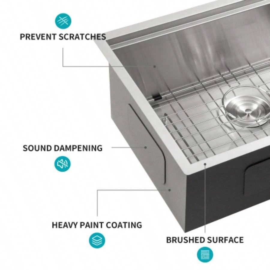 Undermount Workstation Kitchen Sink - 30x18x 10 Inch Stainless Steel 16 Gauge Deep Single Bowl Sink