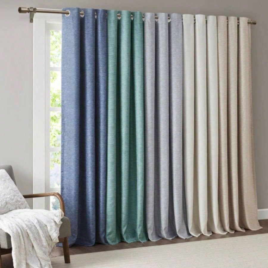 Tonal Printed Faux Silk Total Blackout Curtain Panel Pair2 Pcs Window Panels