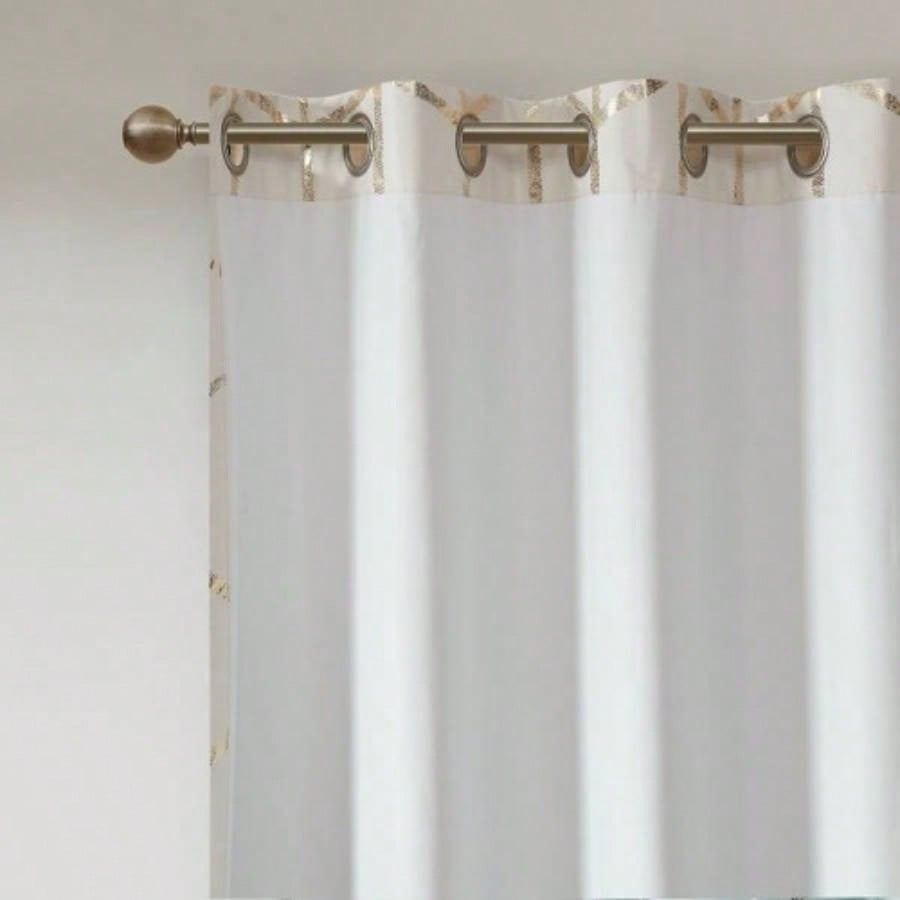 Total Blackout Metallic Print Grommet Top Curtain Panel Pair2 Pcs Window Panels