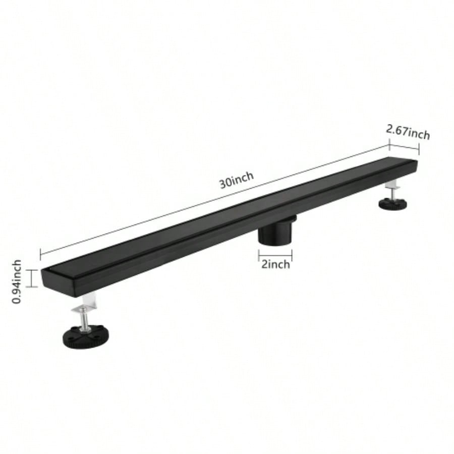 30 Inches Linear Shower Drain, Included Hair Strainer and Leveling Feet
