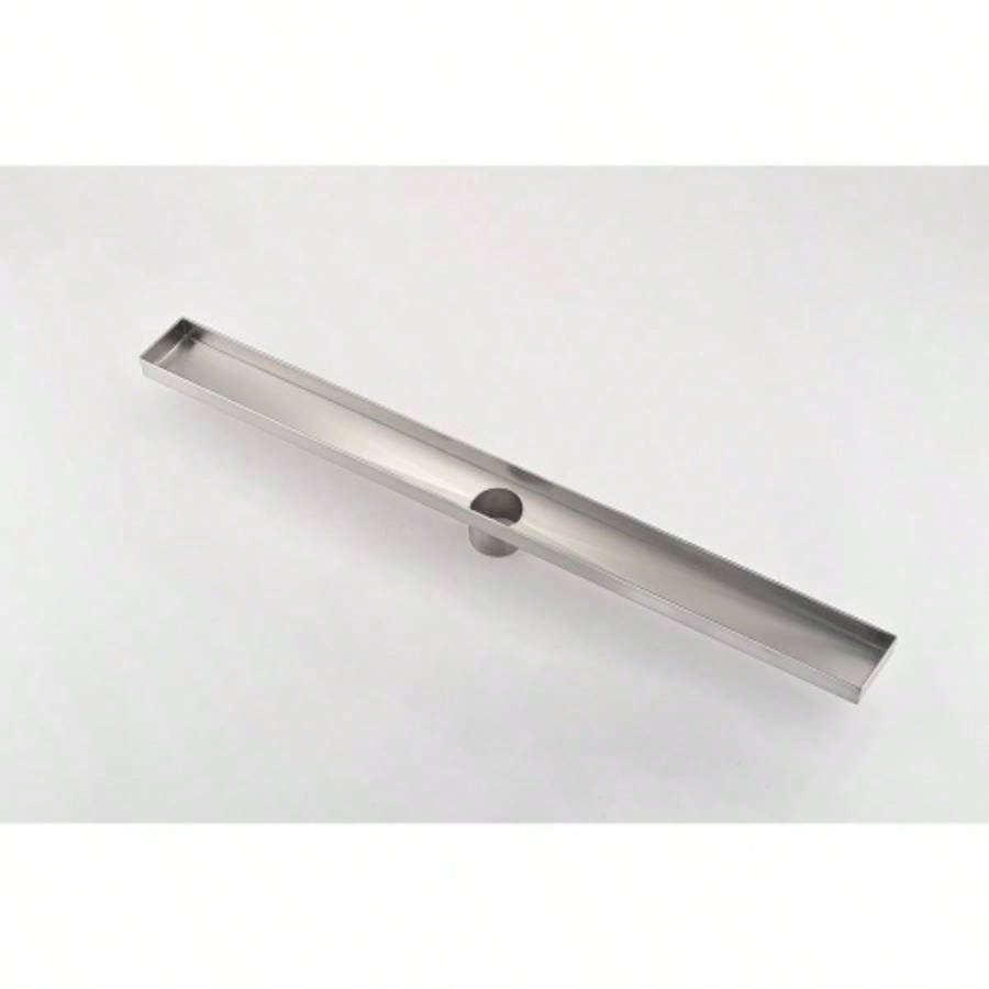 30 Inch Linear Shower Drain with Removable Quadrato Pattern Grate Cover, 304 Stainless Steel Shower Floor Drain with Hair Strainer and Leveling Feet