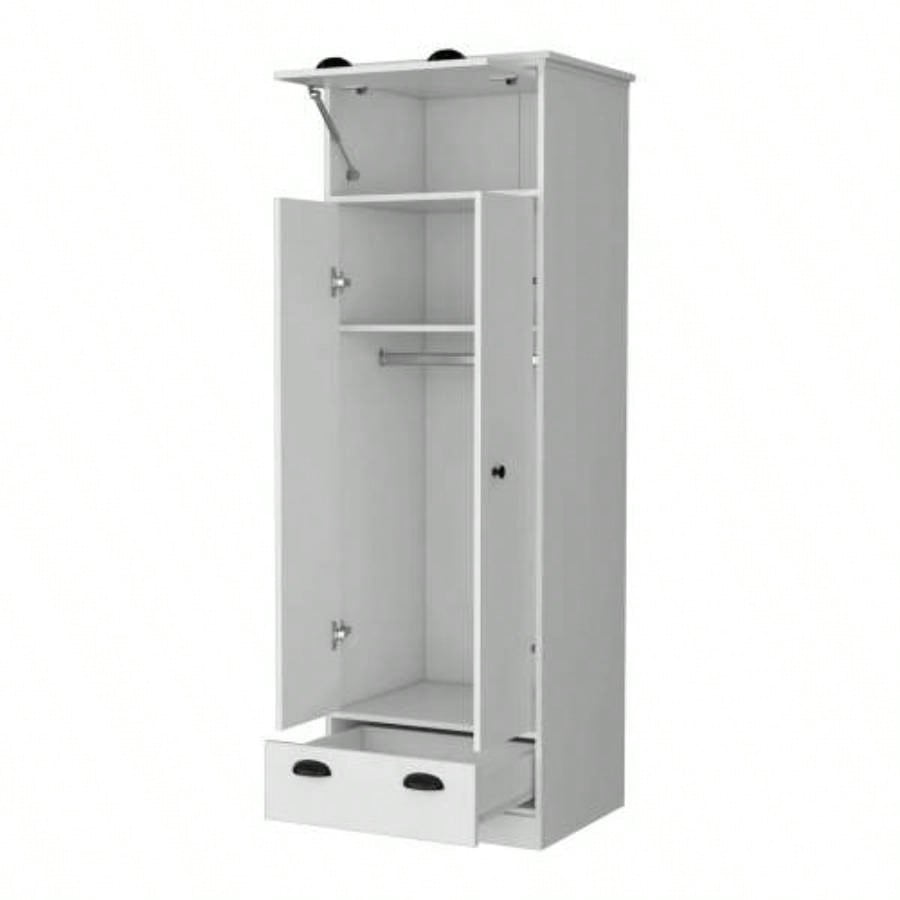 White Double Door and 1 - Drawer Armoire