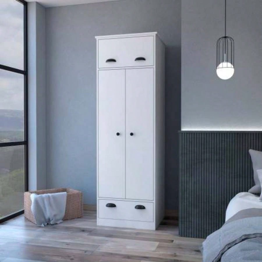 White Double Door and 1 - Drawer Armoire