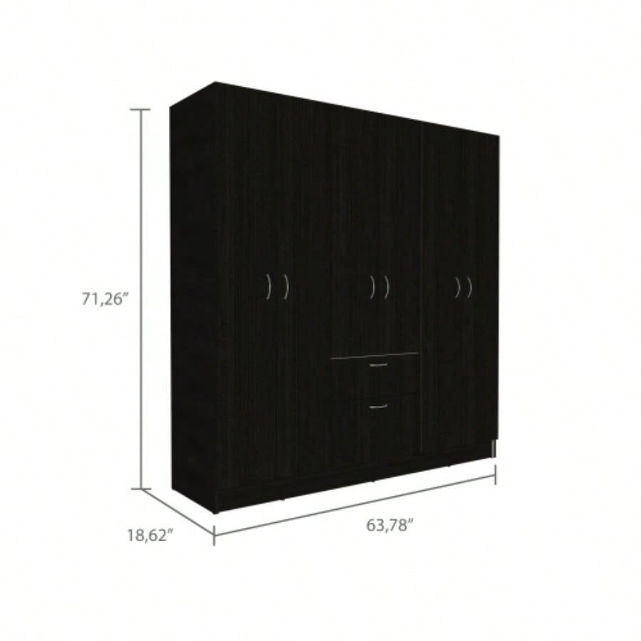 Guajira Six Door Armoire, Three Cabinets, Hidden Drawer Shoes