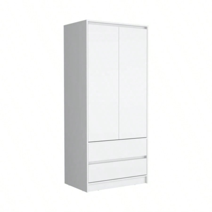Laurel 2 Piece Bedroom Set, Nightstand+ Armoire, White