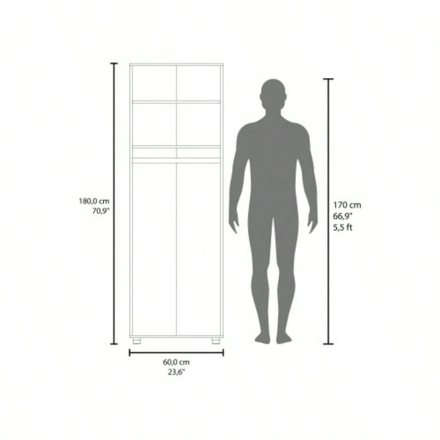 White Armoire with 2 Doors and Hanging Rod