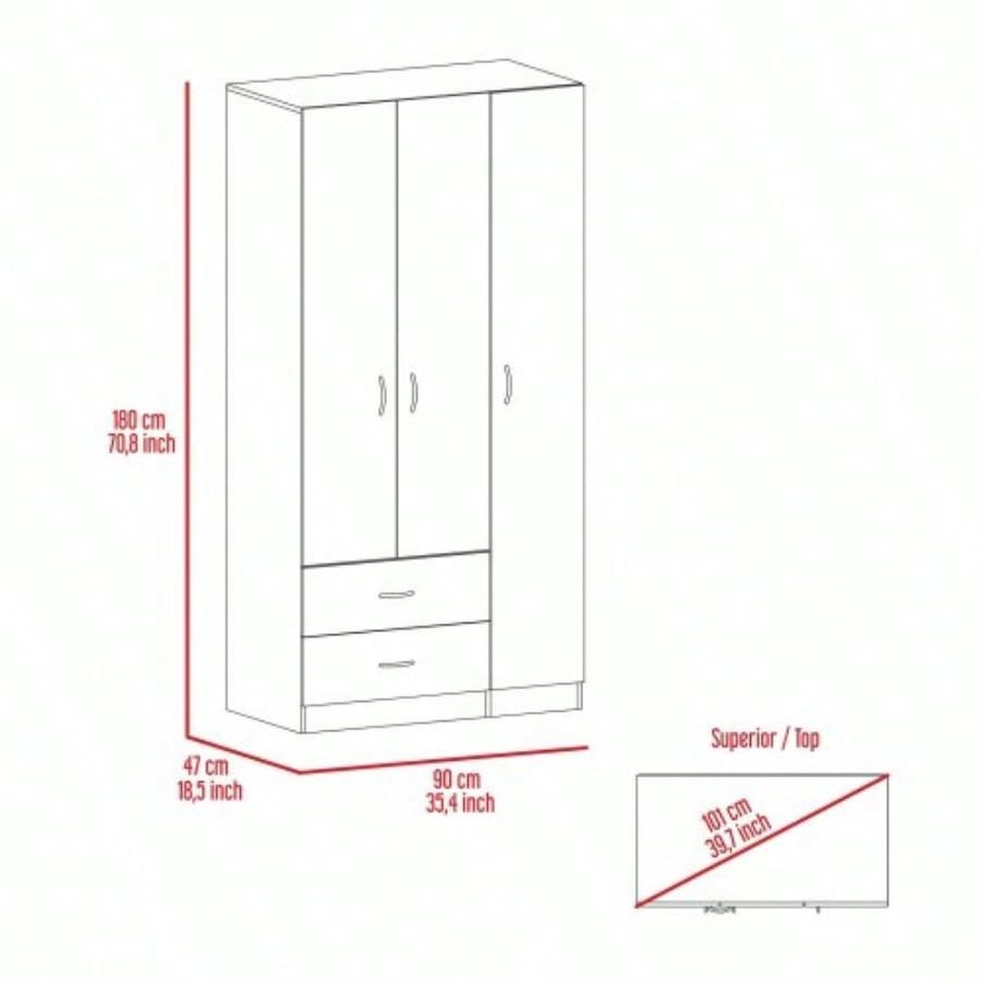 Rowaton 2 - Drawer 3 - Door Armoire White