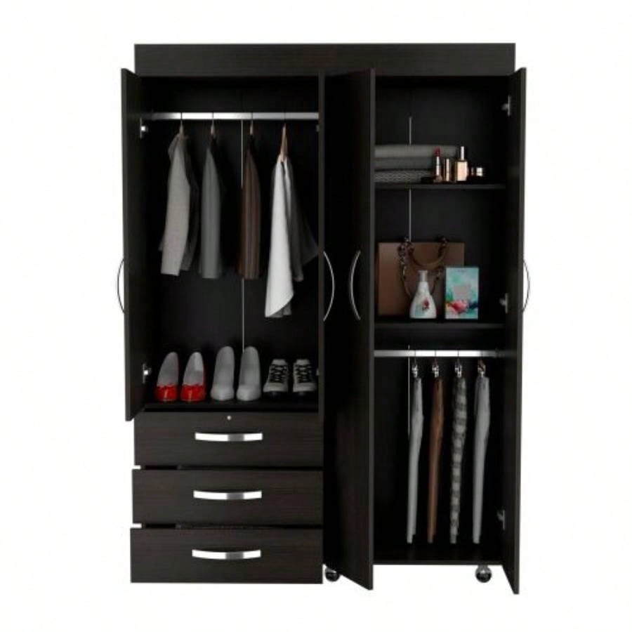 Mobile Armoire Velvet, Bedroom, Black