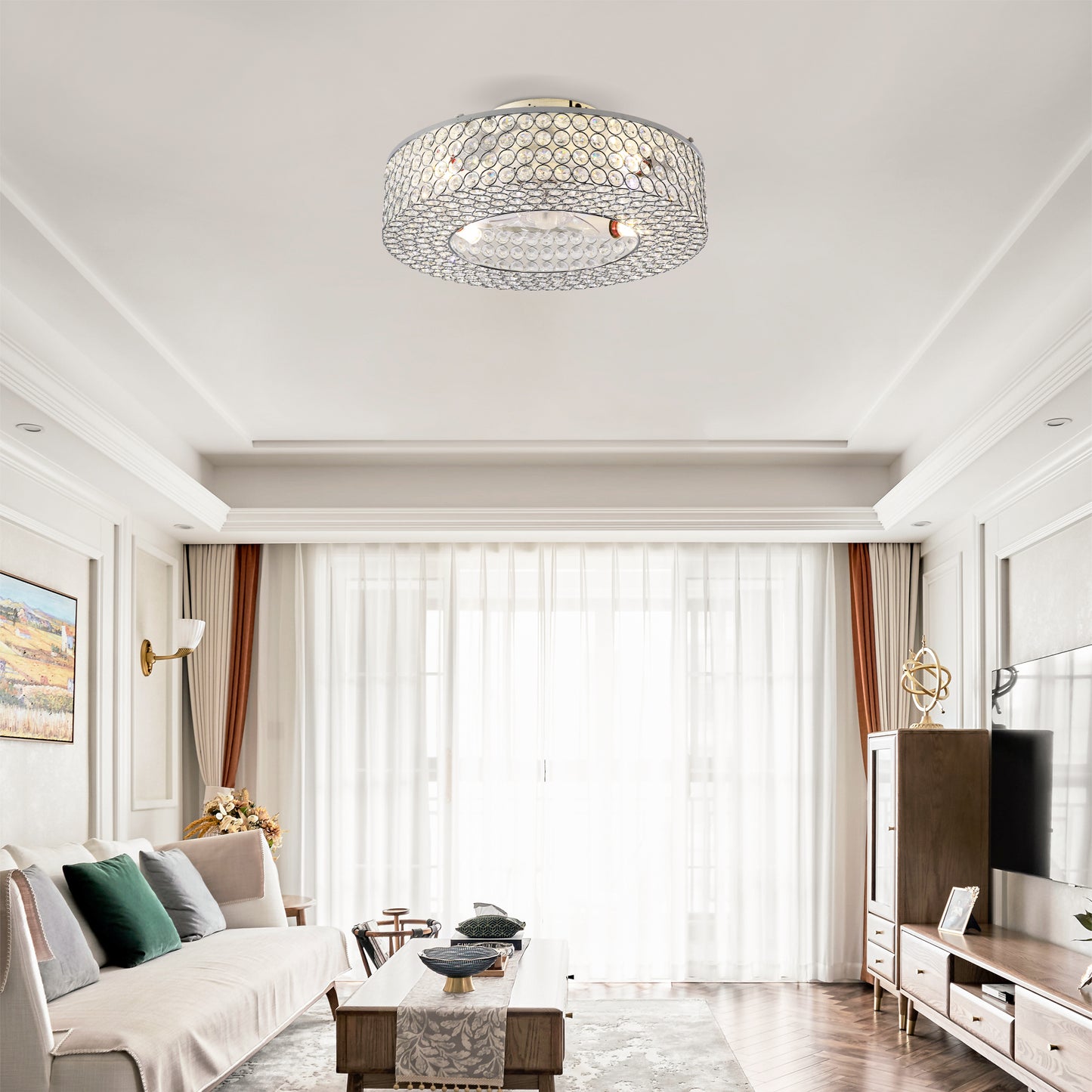 19.6 Inch White Ceiling Fan with Lights - Remote Control