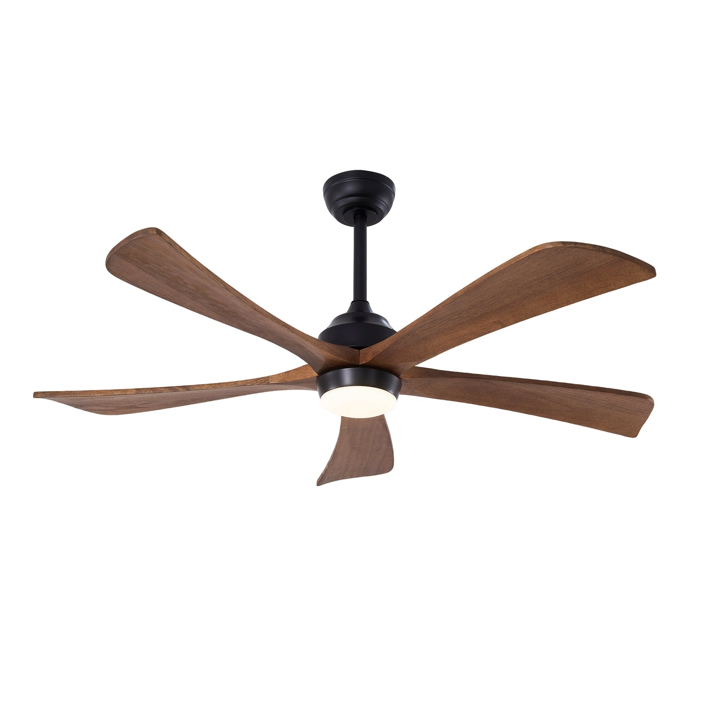 52" 5PCS Solid Wood Blades Ceiling Fan with Lights Remote Control,Quiet DC Motor 3 Blade Ceiling Fans 6 Speed Levels,Reversible Ceiling Fan,for Patio Living Room, Bedroom, Office,Indoor.(Matte Black)