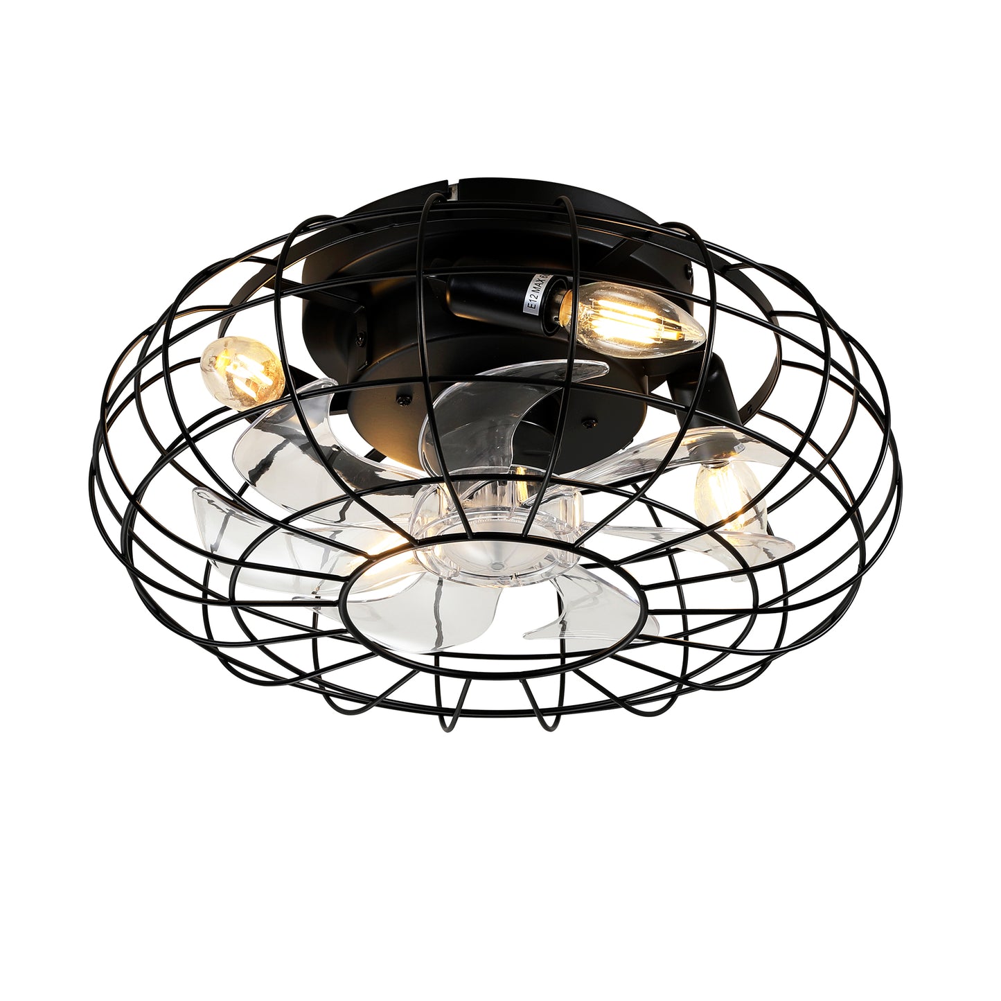 15.7'' Low Profile Bladeless Ceiling Fan with Lights Kit (No Included Bulbs) and Remote 6 Wind Speeds Reversible Ceiling Fan for Living Room Bedroom Party--NO Included Bulbs