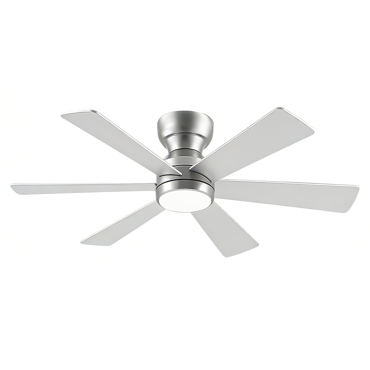 46" Flush Mount Ceiling Fan with Lights Remote Control,Quiet DC Motor 6 Plywood Blade Ceiling Fans 6 Speed Levels,Reversible Ceiling Fan,for Patio Living Room, Bedroom,Office,Indoor.( SLIVER)