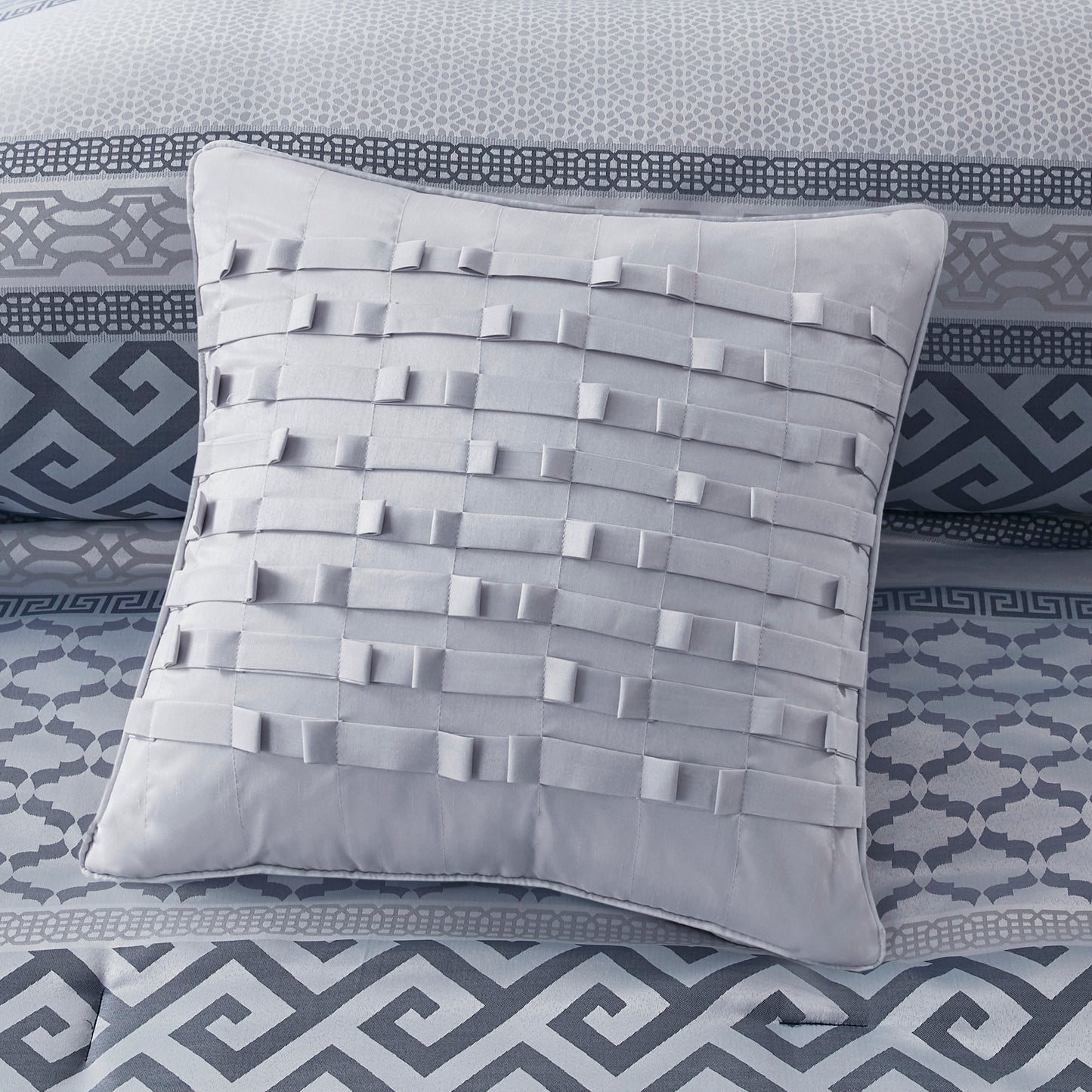 Luxury Navy Queen Comforter Set - 7 Piece Jacquard