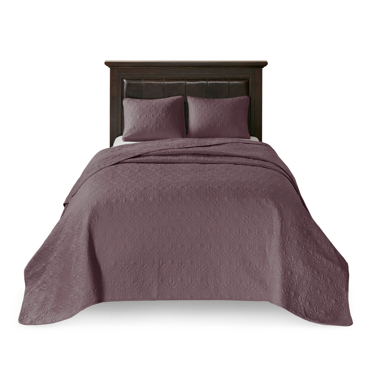 Purple Cotton King Bedspread Set - 3 Piece Reversible