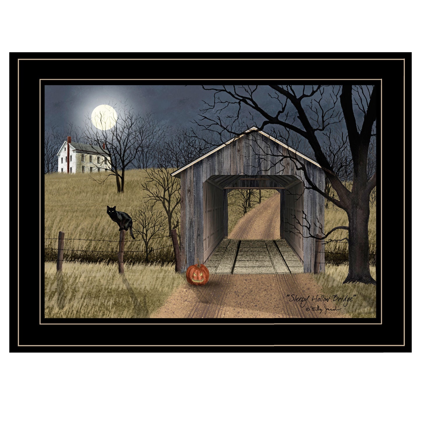 Trendy Decor 4U "Sleepy Hollow Bridge" Framed Wall Art, Modern Home Decor Framed Print for Living Room, Bedroom & Farmhouse Wall Decoration by Billy Jacobs