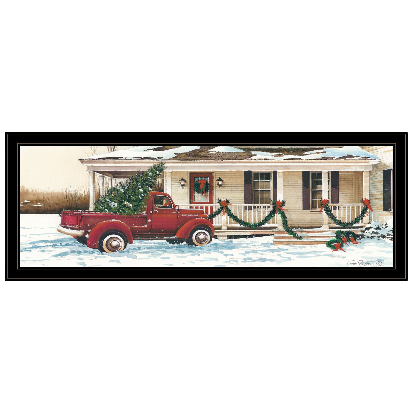 Trendy Decor 4U Preparing for Christmas Black Framed Wall Art for Living Room, Bedroom Wall Art Print for Home Decor by John Rossini
