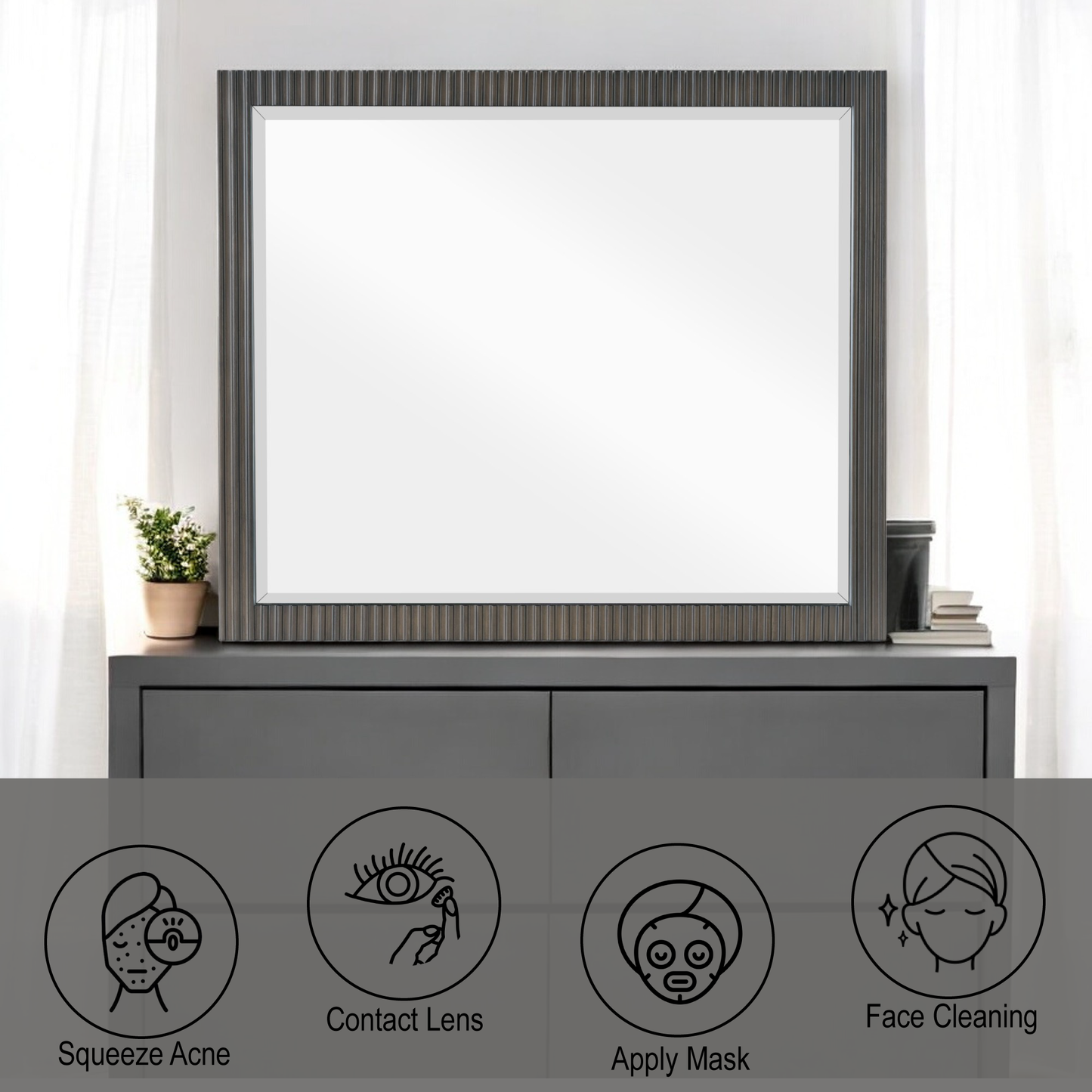 Espresso Mirror with Beveled Edge - 42" Vanity Mirror
