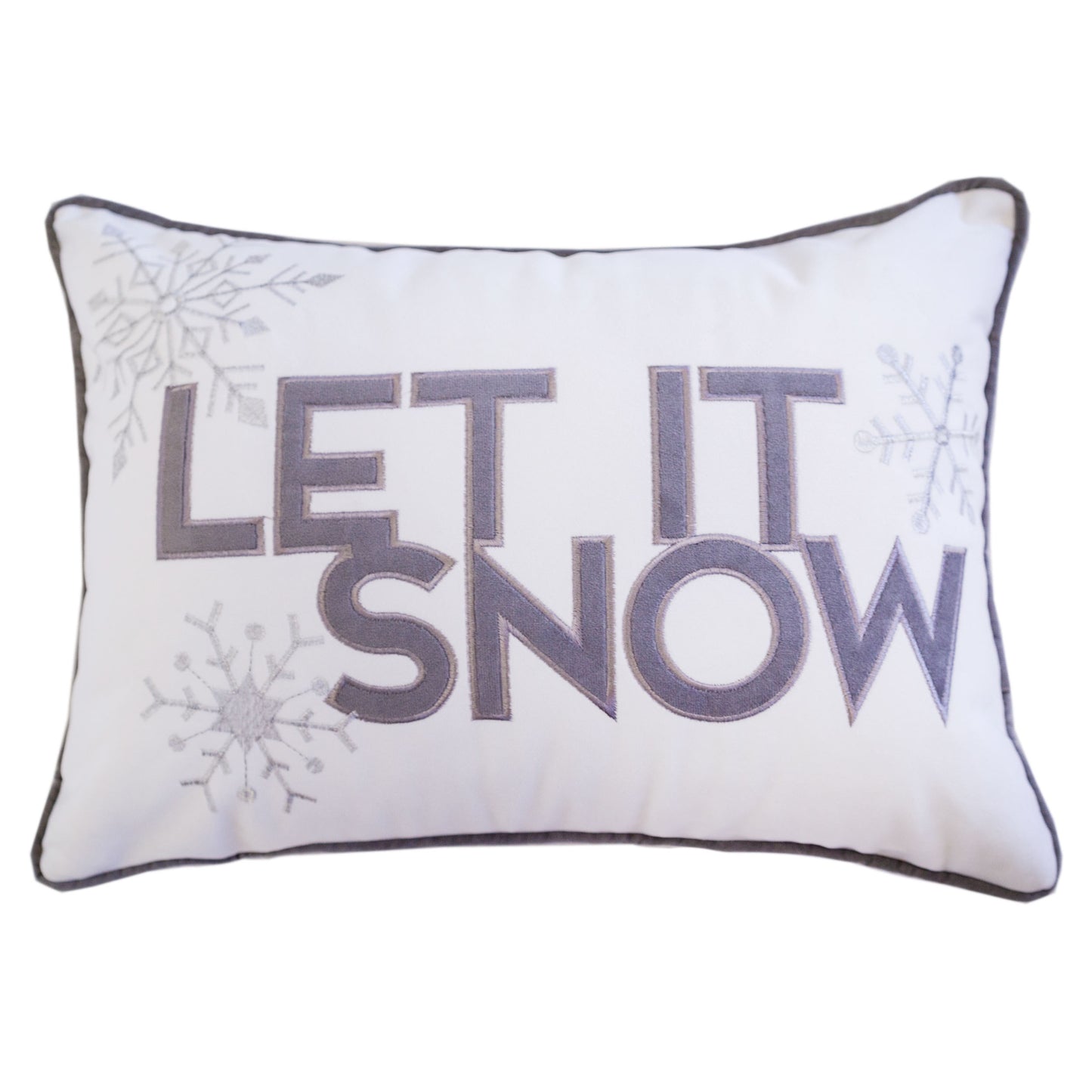 Nneka Let It Snow White Velvet Lumbar Pillow with Insert 14x20 Set of 2