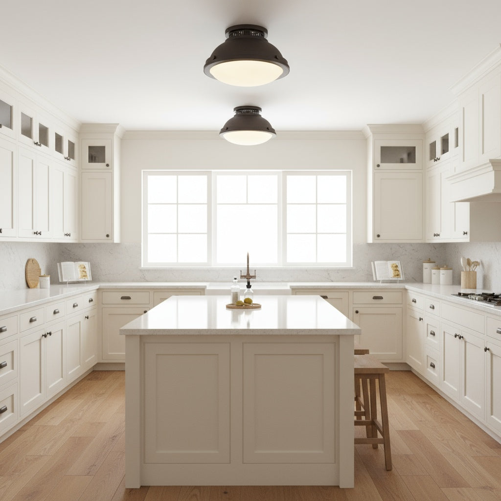 2-Light 14-in Dark Bronze Flush Mount
