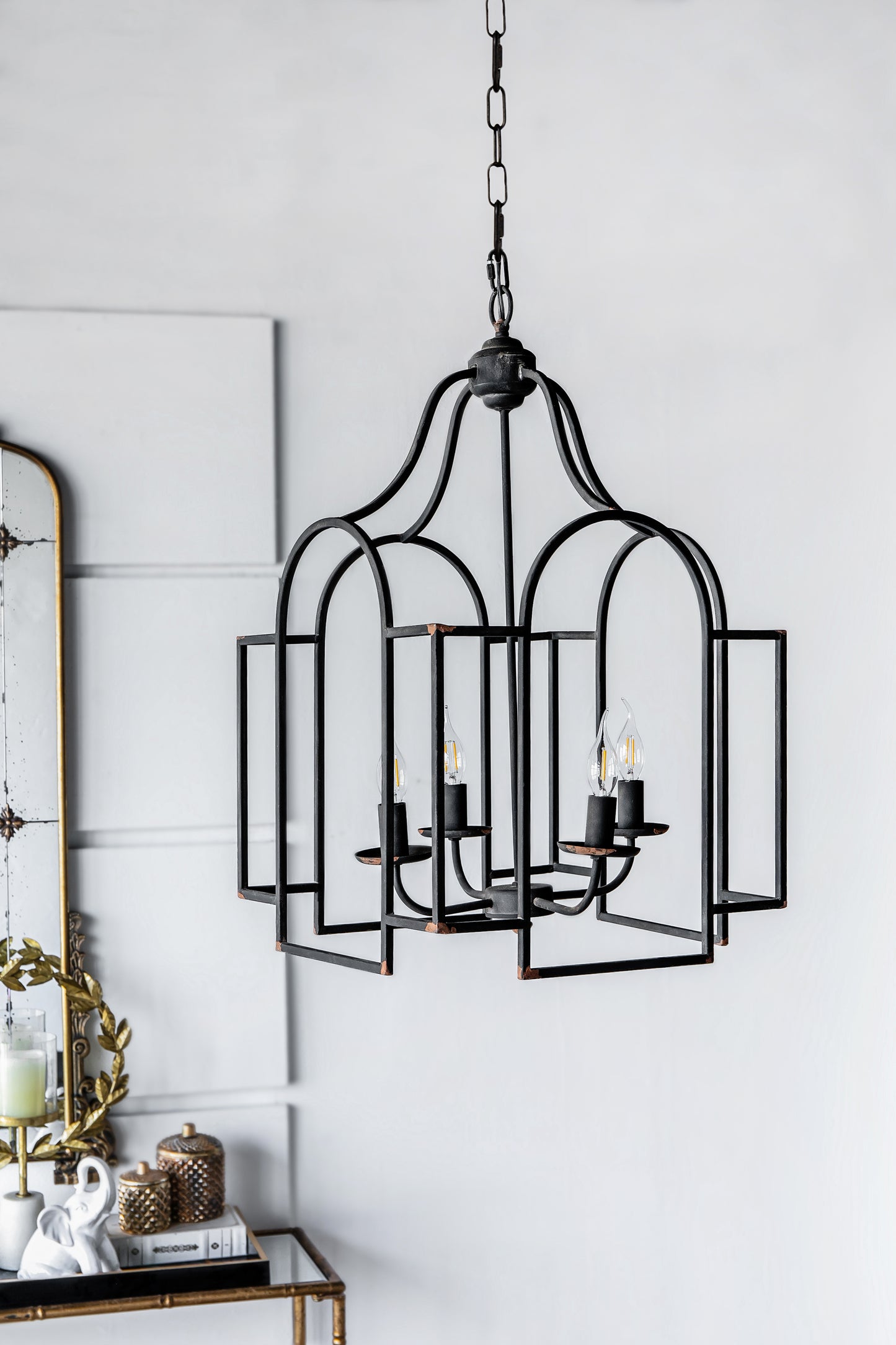 17.3x17.3x28.7" Malin Entry 4-Light Chandelier, Hanging Light Fixture for Kitchen Dining Room Foyer Entryway, Bulb Not Included