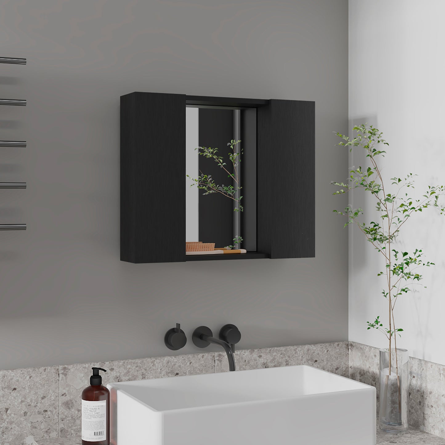 Wenge 1-Drawer Medicine Cabinet