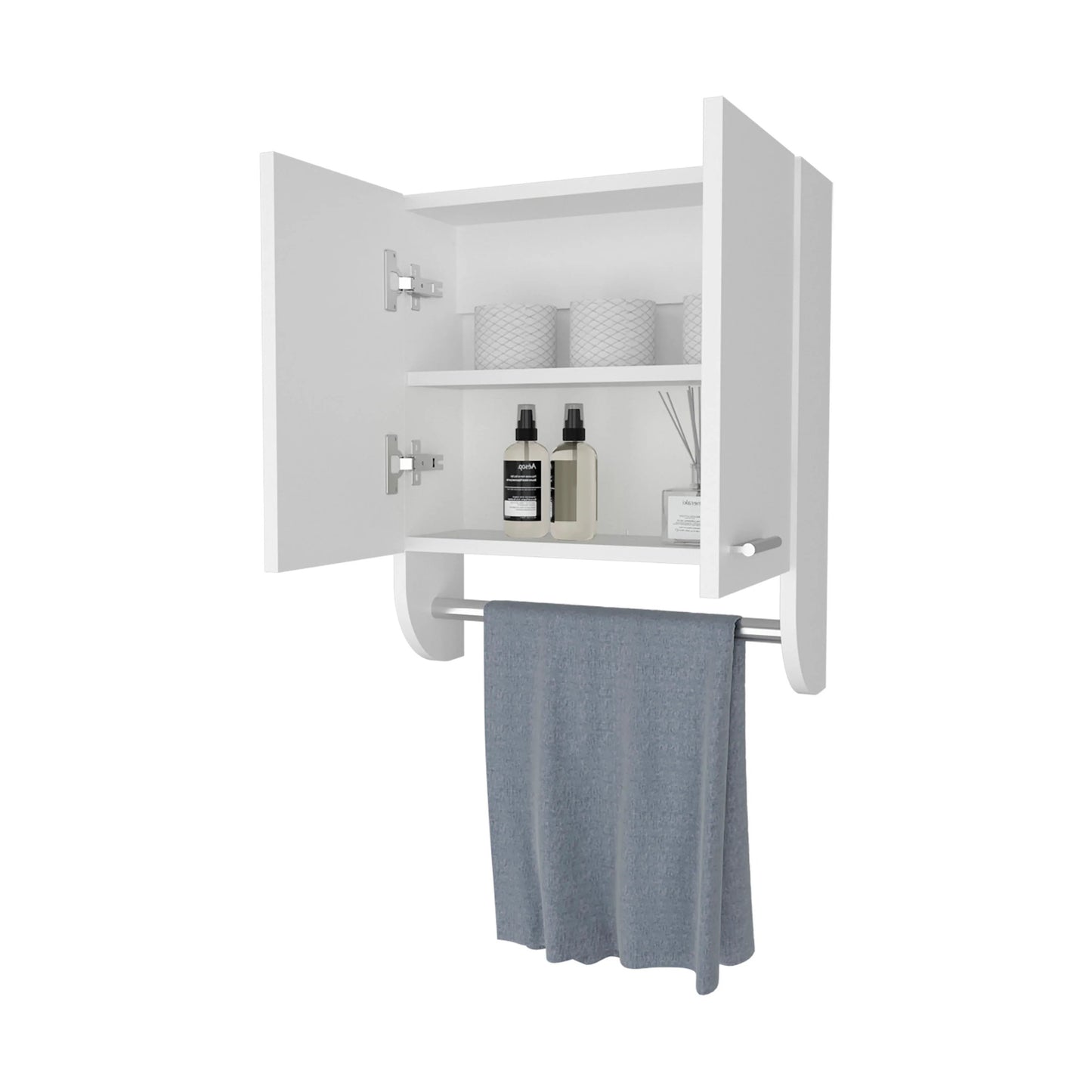 Wall Mounted White Bathroom Cabinet with 2 Doors