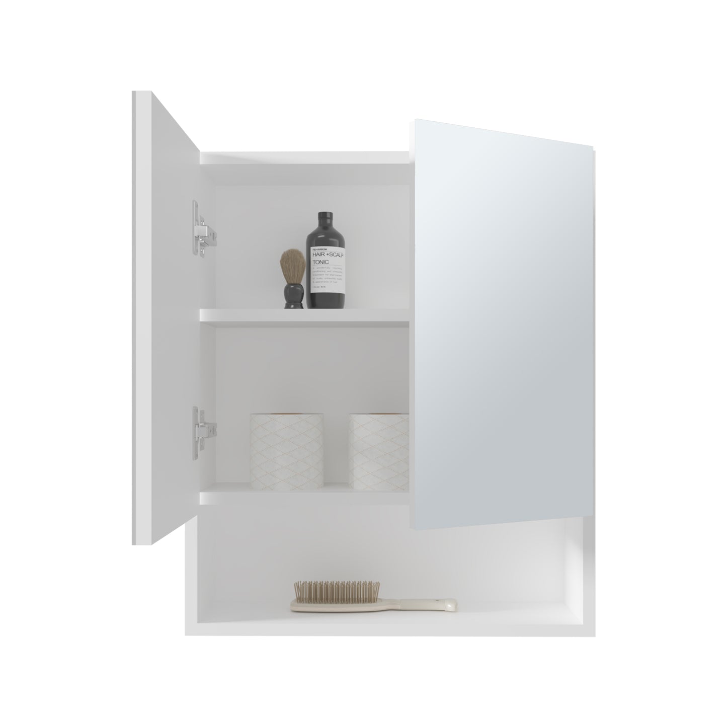White Bathroom Medicine Cabinet with 2 Doors & 3 Shelves