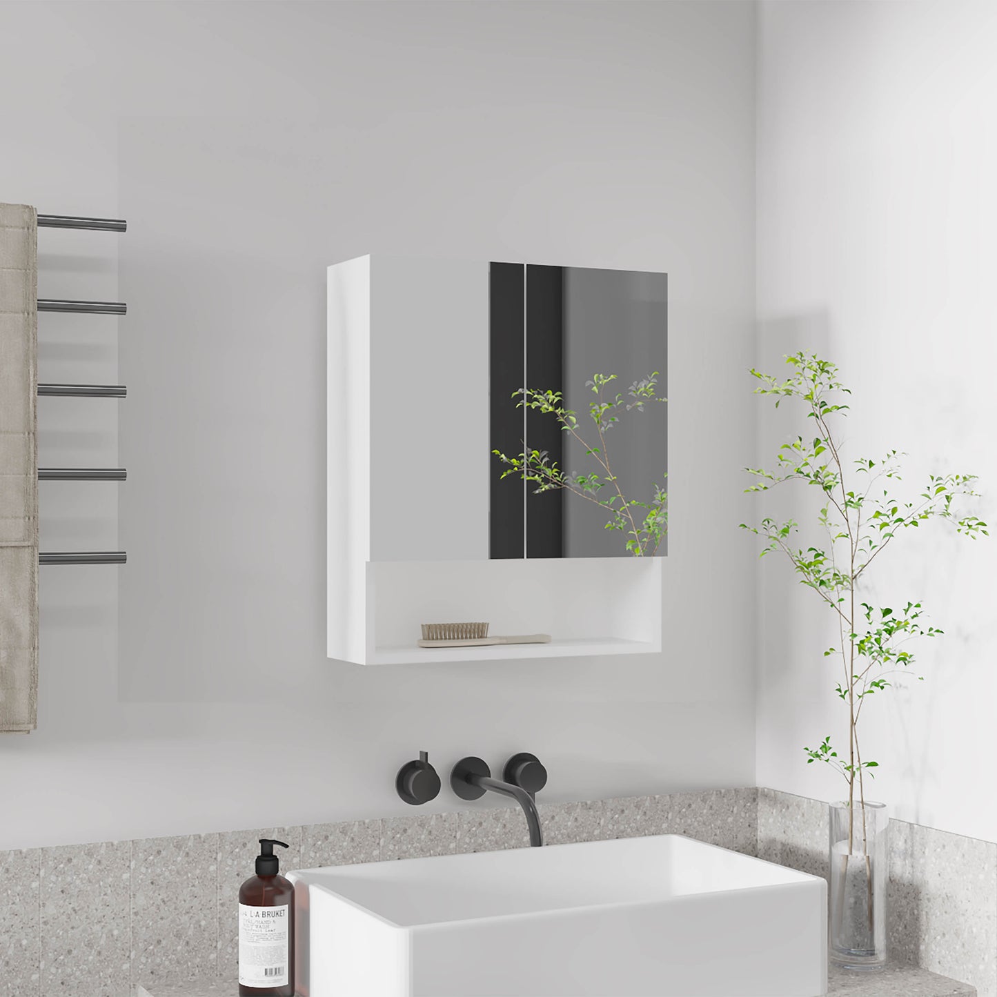 Wanna 23" High Double Door Medicine Cabinet with Three Shelves for Bathroom White