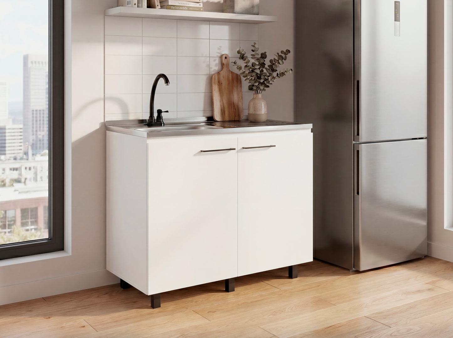 Utility Sink Cabinet Burwood, Kitchen, White