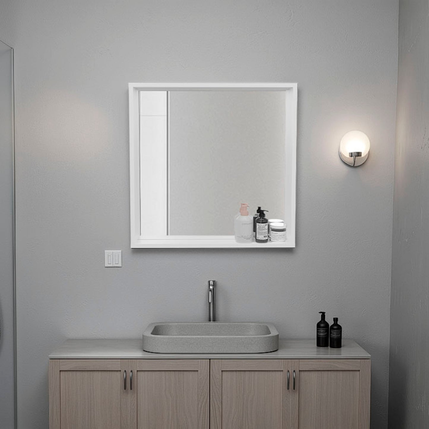Medicine Cabinet 23.6" H, 1 Shelf, 1 Mirror, White - Bathroom