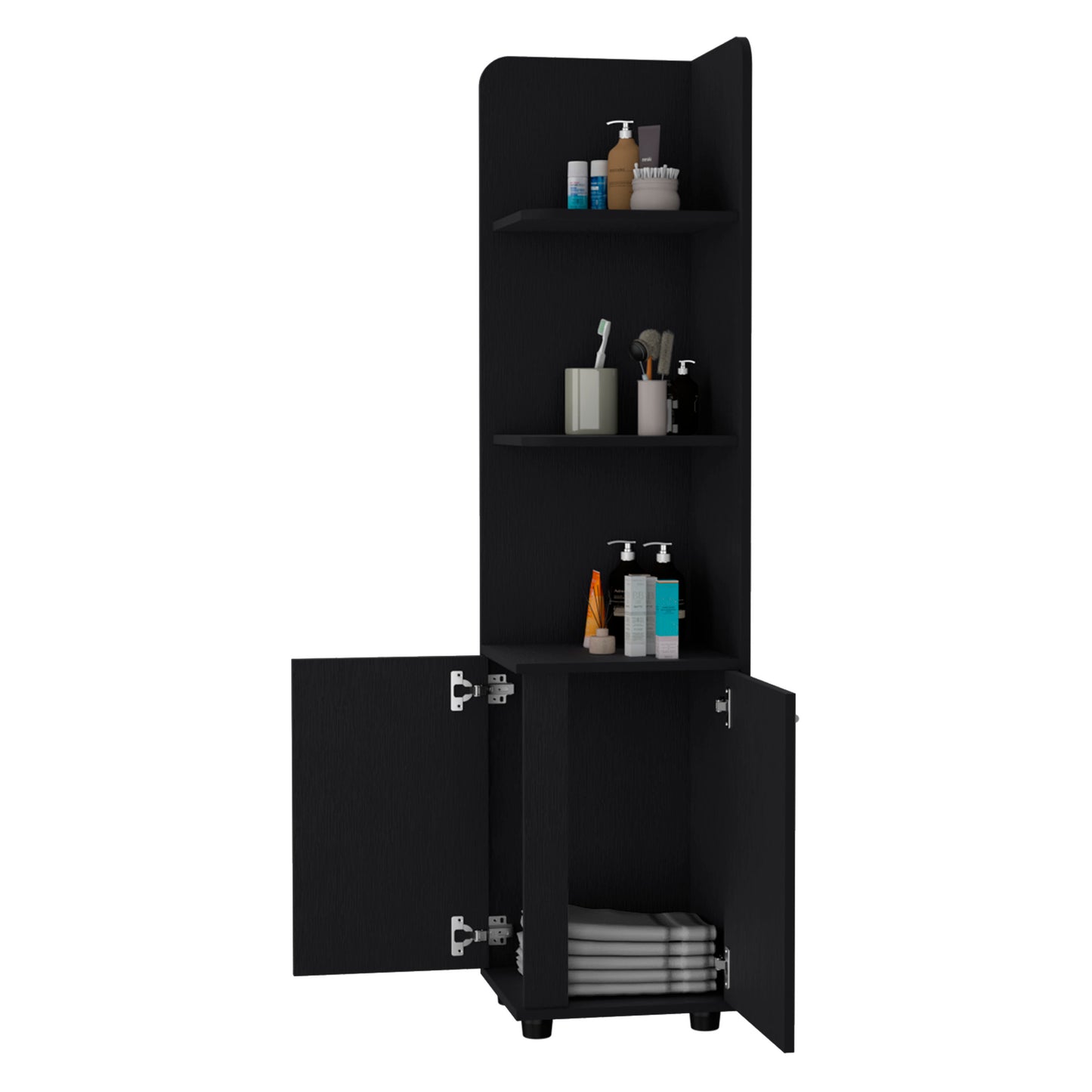 Black Melamine Freestanding Bathroom Cabinet with Legs
