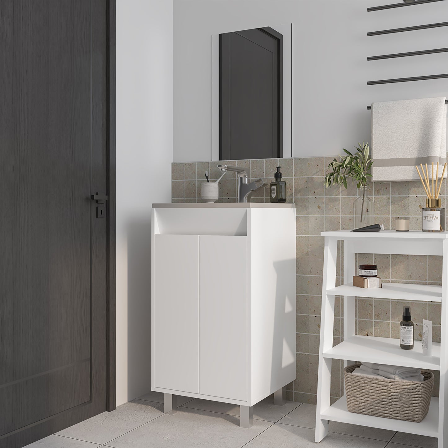 Saratoga Bathroom Cabinet with 2 Doors, White