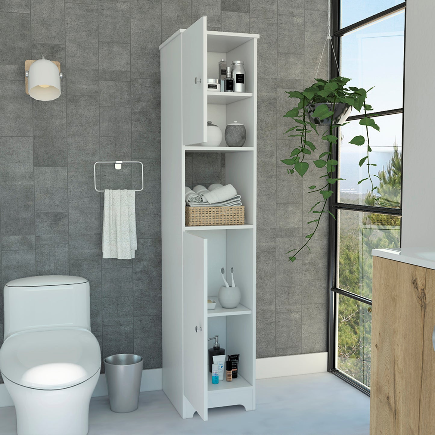 Ibis Linen Cabinet - White: Bathroom Storage Unit