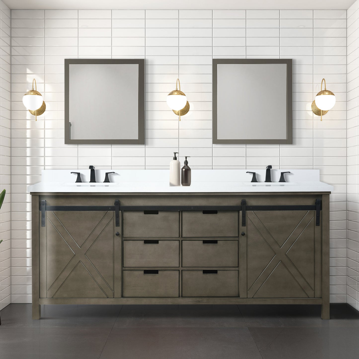 Rustic Brown Double Bath Vanity 80 in. W x 22 in. D