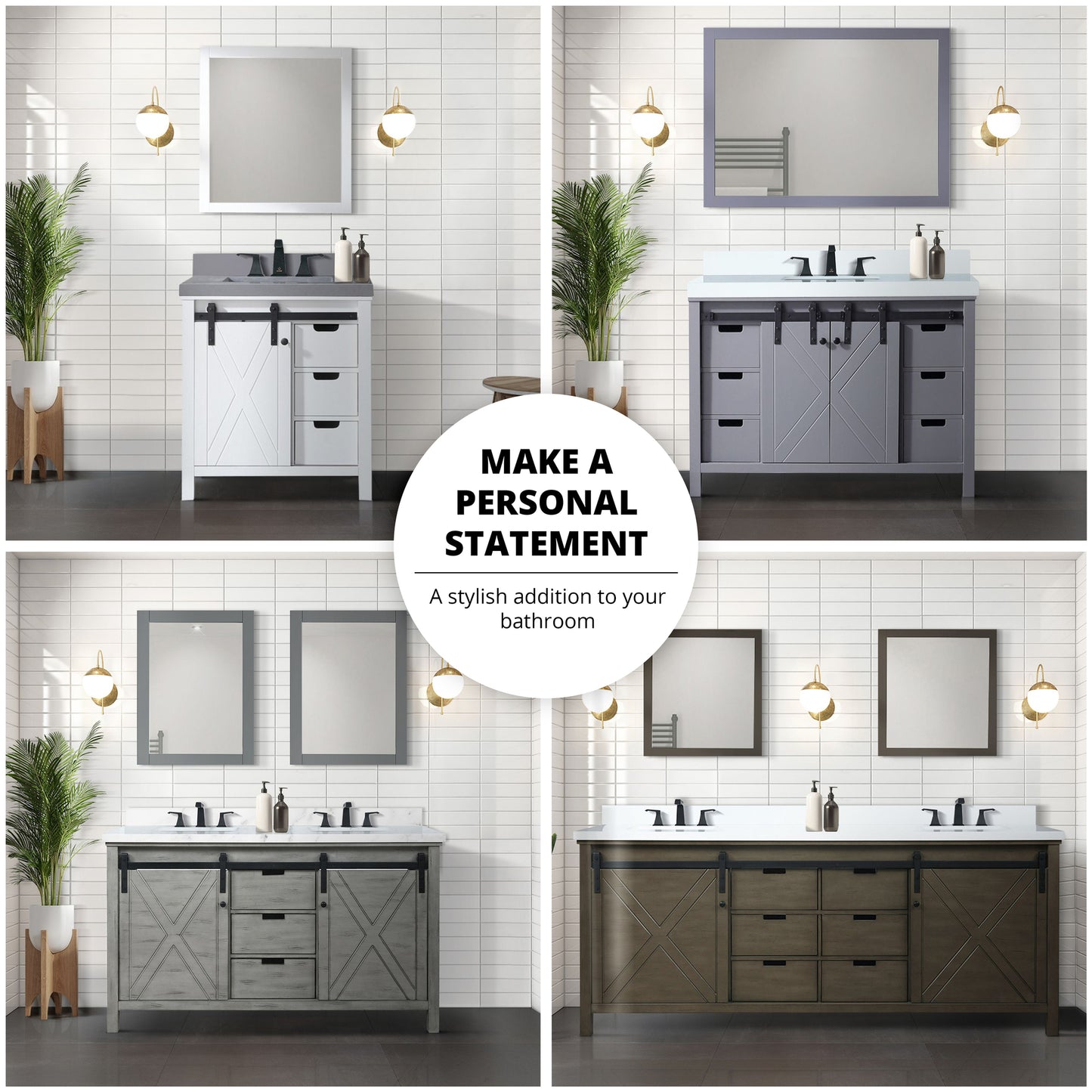 Dark Grey Bath Vanity with Mirror - 30" Wide Storage Cabinet