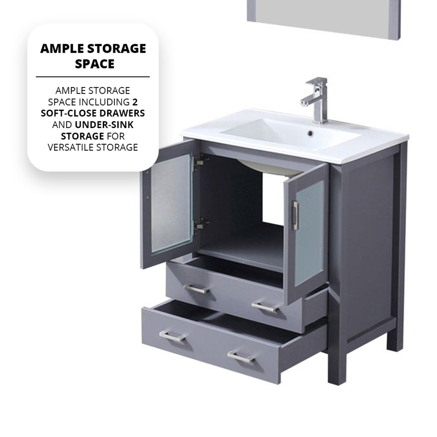 Dark Grey Bathroom Vanity with Mirror & Faucet