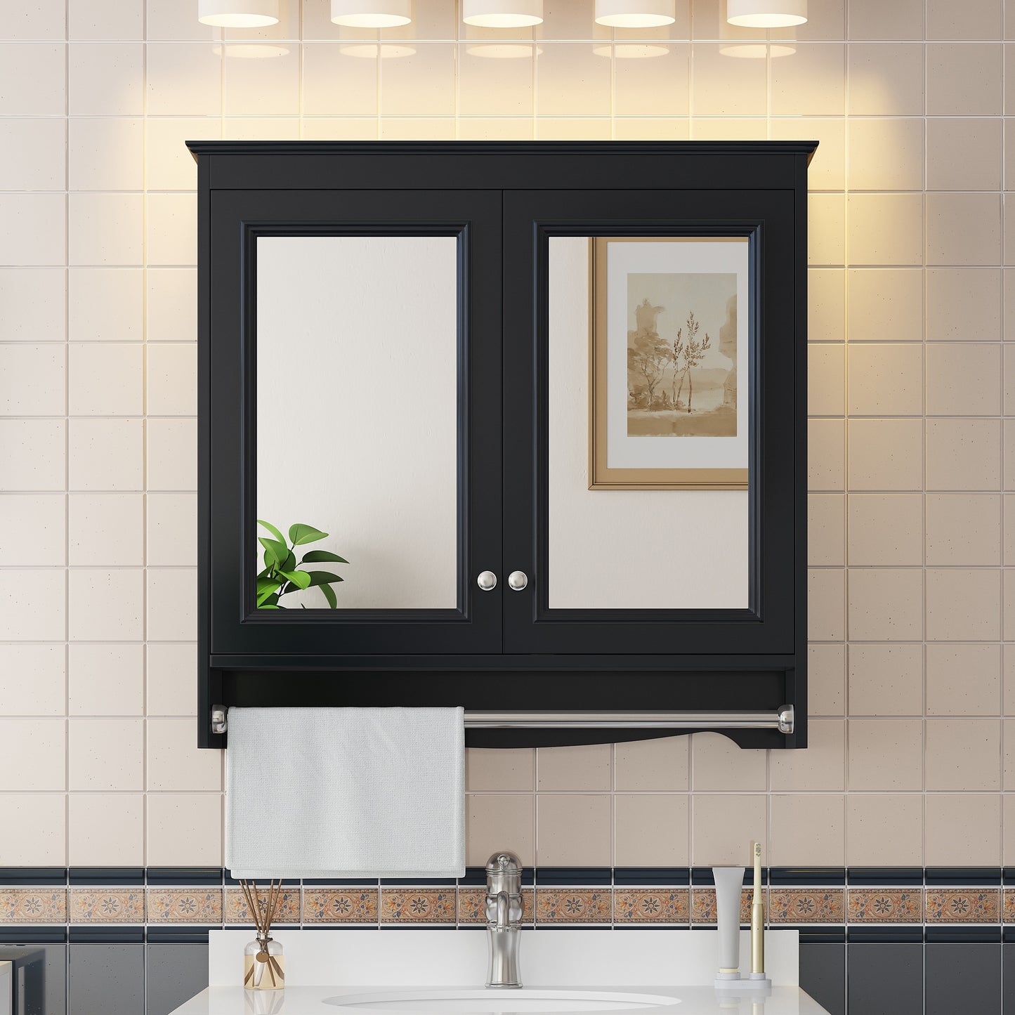 3-in-1 Bathroom Mirror Cabinet, 30 inch Wall Mounted Medicine Cabinet with Adjustable Shelves & Soft Close Doors, High-Define Mirror with Storage for Bathroom Vanity