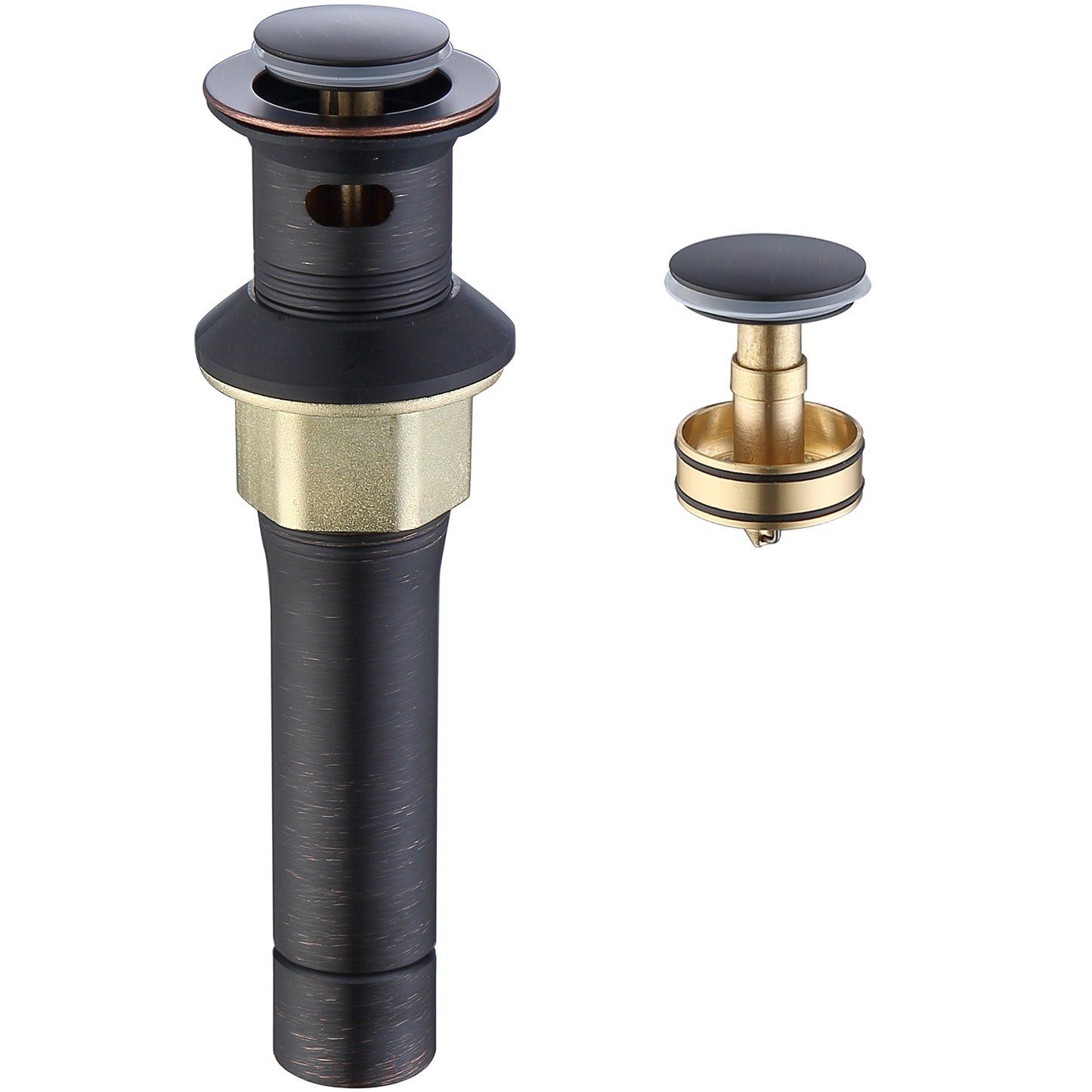 Pop-Up Drain Stainless Steel With Overflow Anti-Clogging for Vessel Sink Lavatory Vanity Sink Drain with Strainer Basket, Oil Rubbed Bronze