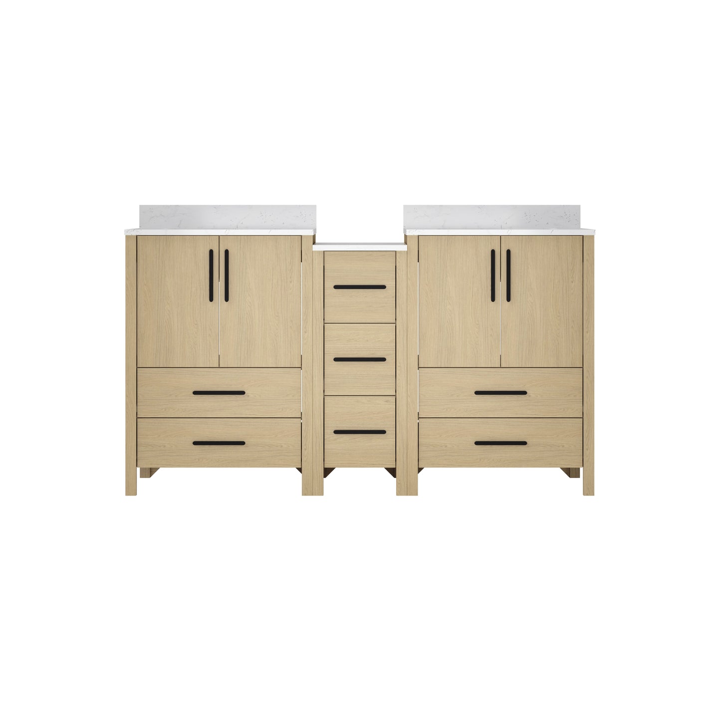 60"W×22"D×34"H Double Sinks Bathroom Vanity Cabinet,Freestangding storage Vanity Cabinet with White Countertop