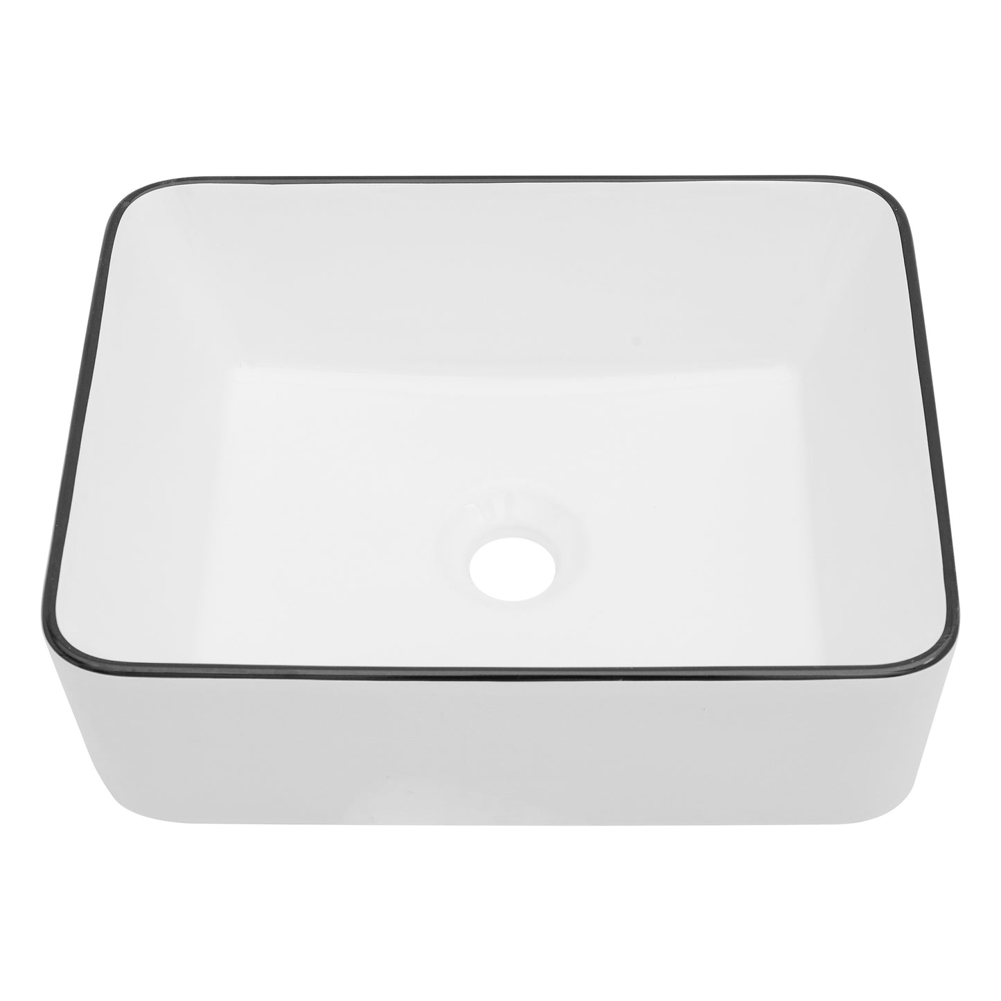 16x12 Inch White Ceramic Rectangular Vessel Bathroom Sink